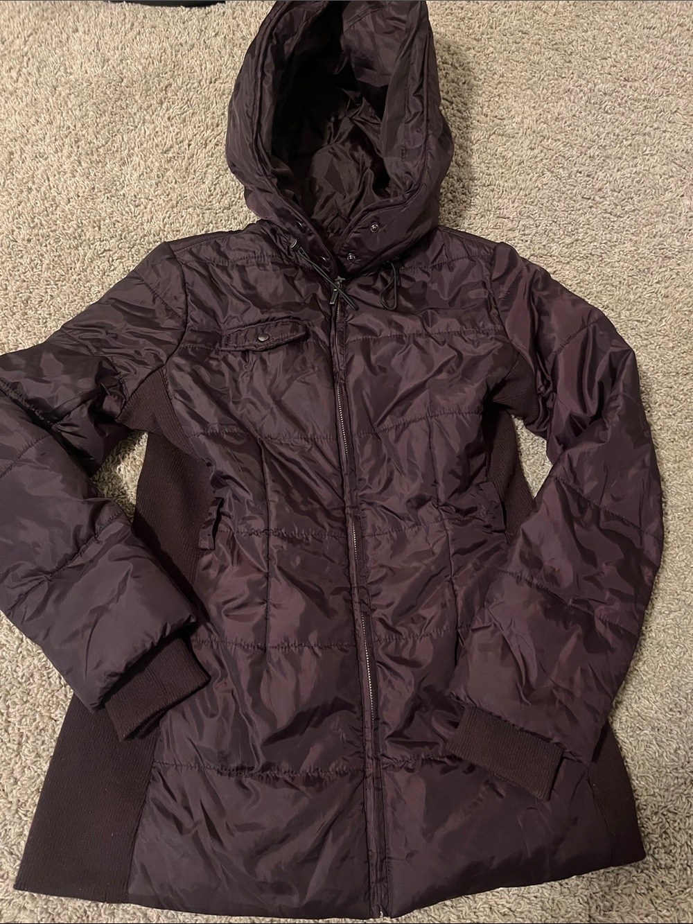 Converse Women's Hooded Quilted Puffer Jacket in Plum